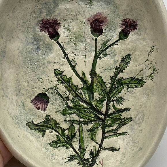 Salt MarshPottery Thistle flower hanging oval dish trinket rings MA - Picture 7 of 9